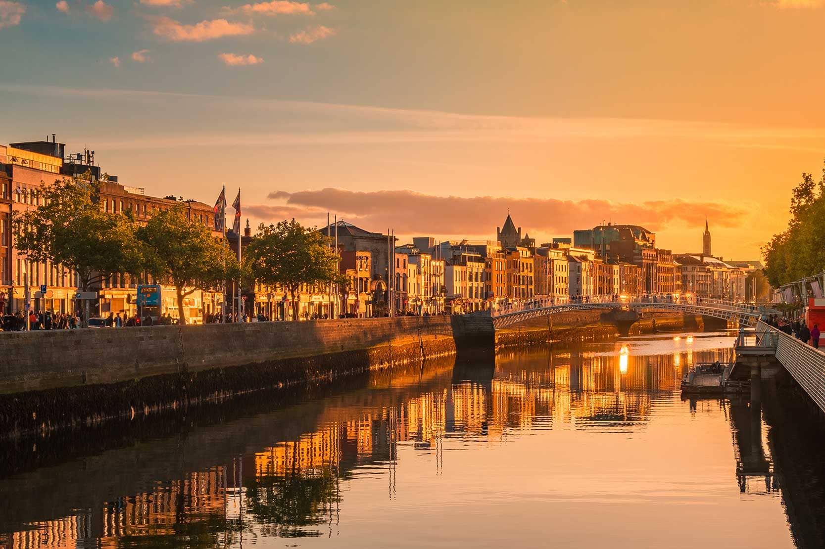 Dublin city with golden hour preset applied